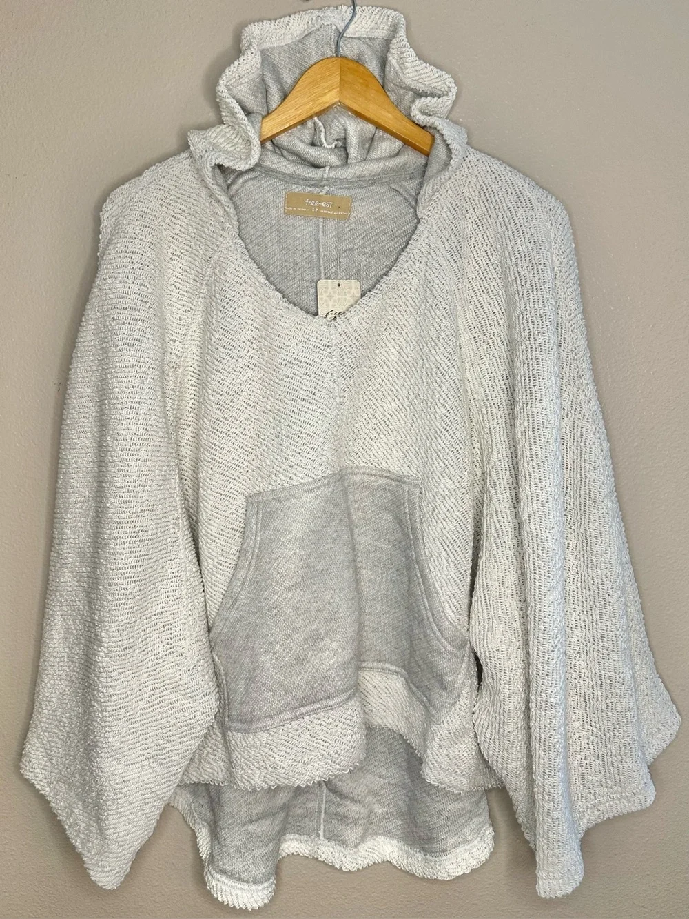 NWT Free People Free-est Simone Hoodie Sweatshirt Gray Oversized Cotton - Picture 3 of 8